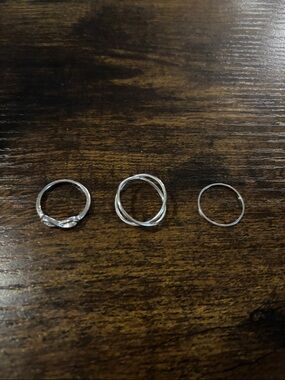 Faux Silver Stackable Knot & Twisted Rings - Silver